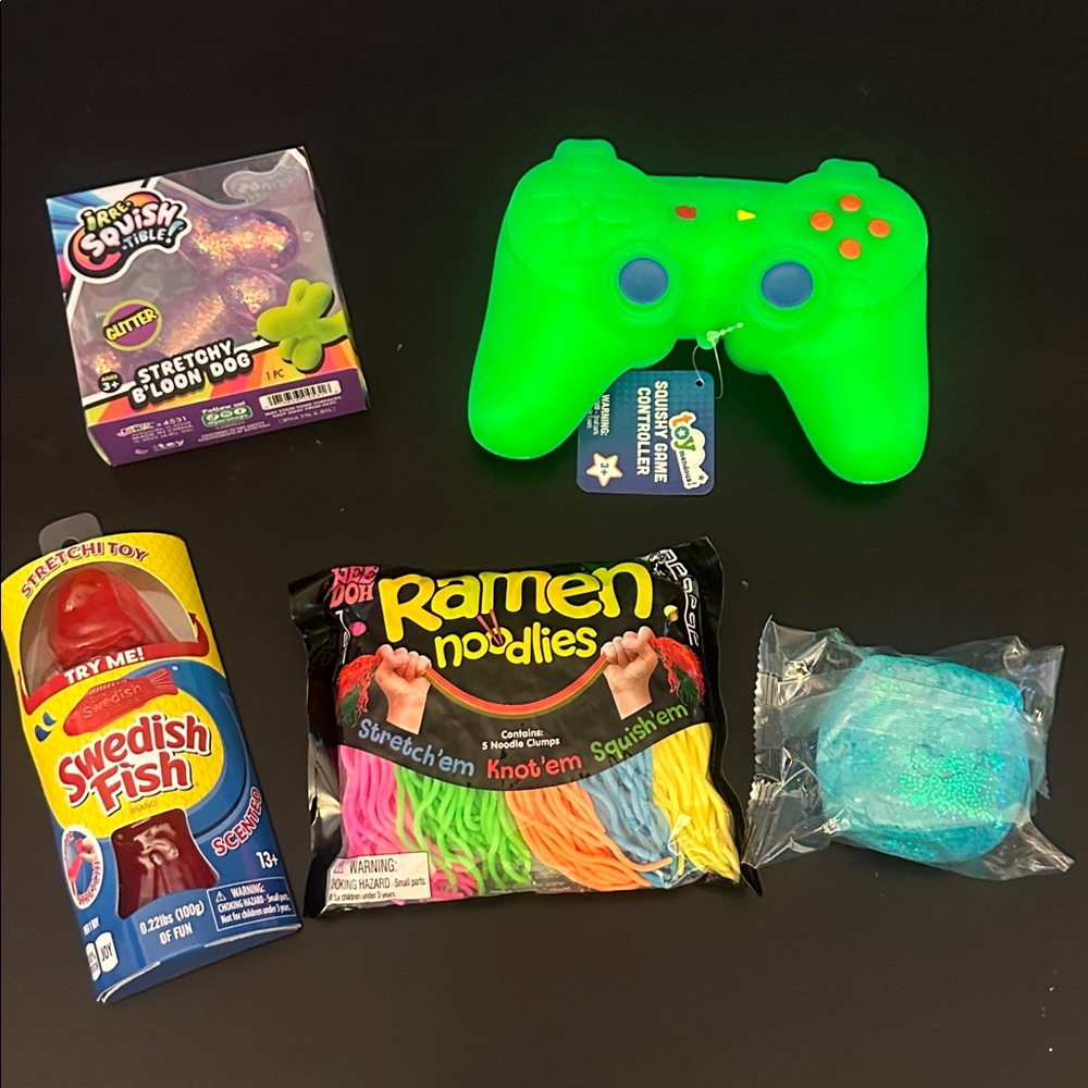 NeeDoh Bundle Nee Doh Ramen Noodlies Cube Dog Swedish Fish Game Controll Squishy
